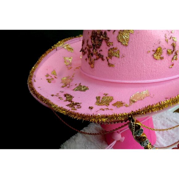 Pink Gold Leaf Cowgirl Hat
